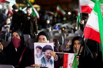 People gather in Tehran to show support for the new supreme leader of Iran. Reuters