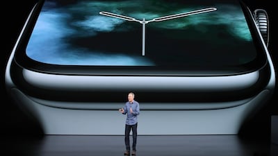 Jeff Williams, chief operating officer of Apple, speaks. AFP