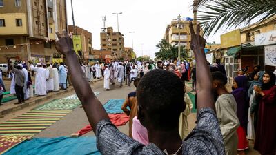 An anti-military sit-in in the Sudanese capital Khartoum on Eid Al Adha. AFP