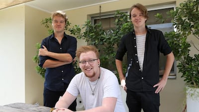 From left, Lucas McCone, Scott Attew and Thomas McCone of indie-folk group Vandalye released their debut EP, From the Beginning, on iTunes last month. Pawan Singh / The National