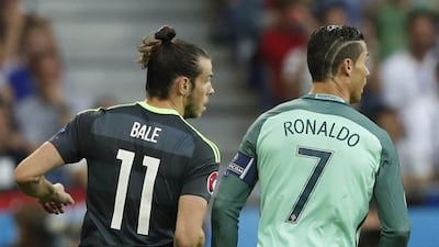 Portugal’s Cristiano Ronaldo and Wales’ Gareth Bale during the Euro 2016 semi-final in Lyon. Carl Recine / Reuters
