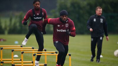 West Ham United's Michail Antonio during training. Reuters