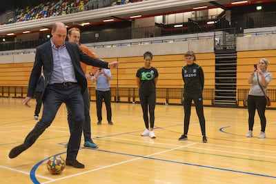 Prince William takes a penalty. Getty