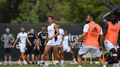 Real Madrid attacker Eden Hazard training at UCLA in California. AFP