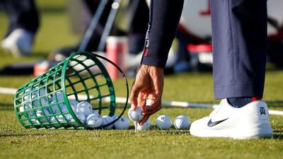 General view of Team USA's Tiger Woods during practice at the Ryder Cup tournament at Le Golf National in Guyancourt, France. Regis Duvignau / Reuters