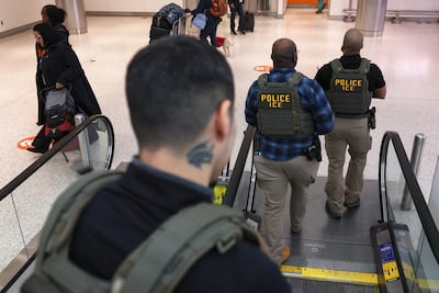 ICE agents at John F Kennedy International Airport in Queens, New York City. Reuters