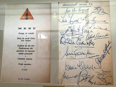 Memorabilia from the time Manchester United played in Belgrade on February 5, 1958. Andy Mitten