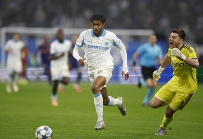 Pierre-Emerick Aubameyang (L) of Olympique Marseille and goalkeeper Nick Pope of Newcastle in action during the UEFA Champions League league phase match between Olympique Marseille and Newcastle United, in Marseille, France, 25 November 2025. EPA / GUILLAUME HORCAJUELO