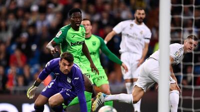 Real Madrid's Toni Kroo, right, scores their second goal. AFP