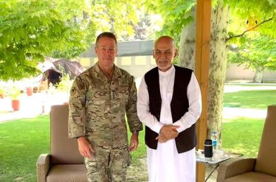 Gen Austin Miller and Afghanistan's President Ashraf Ghani. Reuters