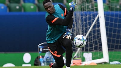Edouard Mendy during Chelsea's training session.