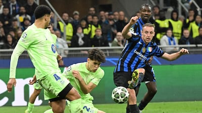 Inter's Davide Frattesi scores the winning goal to make it 4-3. EPA
