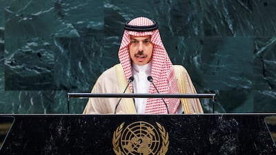 Saudi Arabia's Foreign Minister Prince Faisal bin Farhan Al Saud addresses the 81st United Nations General Assembly at UN headquarters in New York City, US, September 26, 2026. REUTERS / Eduardo Munoz