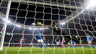 Atletico Madrid's Hector Herrera scores their second goal. Reuters