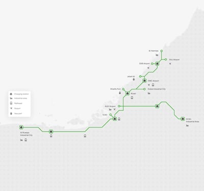 Einride says its planned 550km Falcon Rise grid in the UAE has the potential to significantly reduce emissions within the country. Photo: Einride