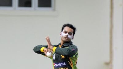 Bowler Mohammad Hafeez is confident there is nothing illegal about his bowling motion ahead of Pakistan’s Tour of the UAE. Randy Brooks / AFP
