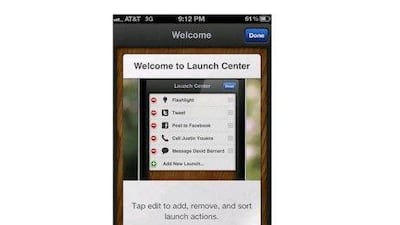 The Launch Center app.