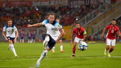 Harry Kane, pictured scoring for England against Malta in their Euro 2024 qualifier, has been linked with a move away from club side Tottenham Hotspur this summer. Getty