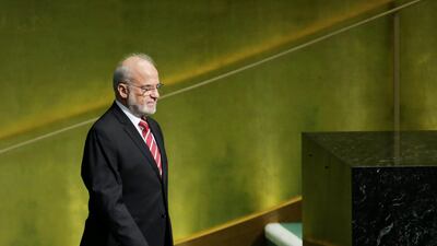 Iraqi foreign minister Ibrahim Al Jaafari, seen here arriving to address the UN General Assembly in New York on September 23, 2017, met with Sheikh Mohammed bin Zayed, Crown Prince of Abu Dhabi and Deputy Supreme Commander of the UAE Armed Forces, in Abu Dhabi on October 2. Eduardo Munoz / Reuters