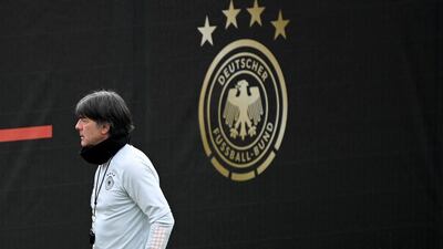 Germany's coach Joachim Low oversees a training session before his final tournament as coach. AFP
