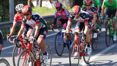 Darwin Atapuma, left, was the highest placed UAE Team Emirates rider at the Volta Ciclista A Catalunya. Courtesy UAE Team Emirates