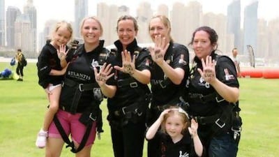 Annah Lewis with her daughter Taylah, Jilly Witcomb, Jane Gammage and Rebecca Byrne with her daughter Brooke.