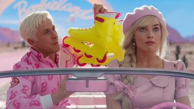 Ryan Gosling as Ken and Margot Robbie as Barbie in Barbie. Photo: Warner Bros Pictures