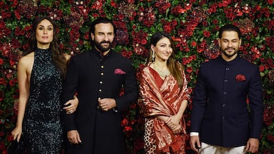 Kareena Kapoor Khan, Saif Ali Khan, Soha Ali Khan and Kunal Khemu . AFP
