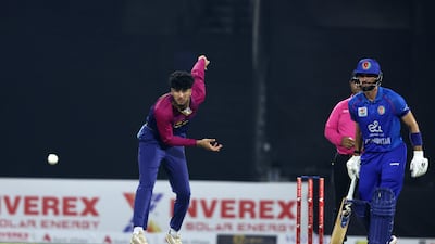 UAE bowler Dhruv Parashar in action. The UAE restricted Afghanistan to 188 for four from their 20 overs.