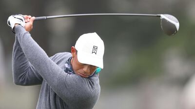 Tiger Woods plays a shot during a practice round prior to the 2020 PGA Championship at TPC Harding Park. AFP