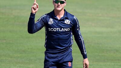 Tom Sole took three wickets against the UAE during Scotland's first T20 World Cup Qualfier warm-up match. Chris Whiteoak / The National
