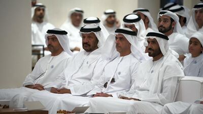 From left to right: Sheikh Hamed bin Zayed, Chairman of the Crown Prince Court of Abu Dhab, Sheikh Saeed bin Mohammed, Sheikh Saif bin Zayed, UAE Deputy Prime Minister and Minister of Interior and Sheikh Nahyan Bin Zayed, Chairman of the Board of Trustees of Zayed bin Sultan Al Nahyan Charitable and Humanitarian Foundation.