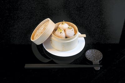 Dim sum garnished with gold at Hakkasan Abu Dhabi