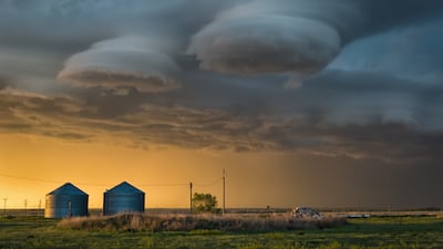 Almost every May, Stavros Kesedakis takes a trip to the US to chase storms. One year, he captured these two beautifully shaped clouds.