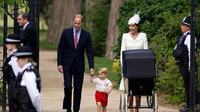 2015: Prince William and Kate arrive with their son Prince George for the christening of their daughter Princess Charlotte at the Church of St Mary Magdalene on the Sandringham estate. Getty Images