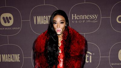 Canadian model Winnie Harlow wore an Elie Saab dress with a Paule Ka jacket (in order to keep warm in the New York winter). Evan Agostini / AP