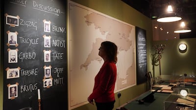 A recreation of the double cross operation room, running double agents during the Second World War, circa 1944