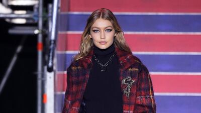 Tommy Hilfiger: Gigi Hadid walks for the fur-free brand's spring/summer 2018 show during London Fashion Week