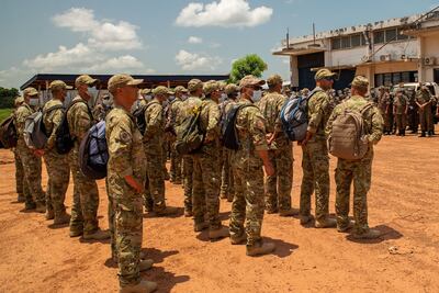 Tunisian soldiers part of the UN peacekeeping mission in CAR arrive at Bangui’s airport. AFP