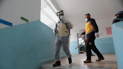 Syrian volunteer group The White Helmets have been disinfecting schools in the Aleppo countryside as part of efforts to contain coronavirus. Courtesy: The White Helmets.