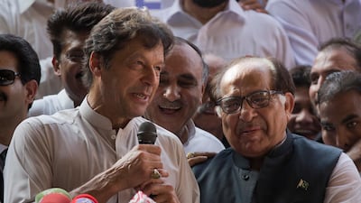 Imran Khan, chief of Pakistan's Tehreek-e-Insaf party in Islamabad, Pakistan. B K Bangash / AP