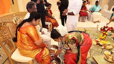 The couple ask for the blessings of their parents