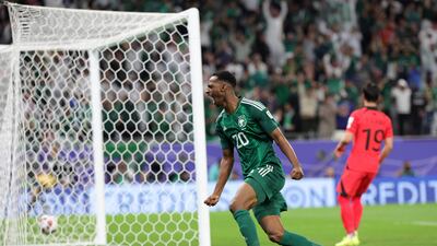 Saudi Arabia's Abdullah Radif celebrates after scoring. AFP