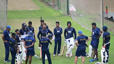 Sri Lanka's players train for the two-Test series against Bangladesh. AFP