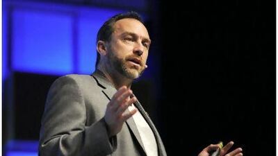 Jimmy Wales, co-founder of Wikipedia, speaks at the Tijuana Innovadora 2010 Speaker Series in Tijuana, Mexico, on Wednesday, Oct. 13, 2010. Wales won the 2011 Gottlieb Duttweiler Prize worth 100,000 Swiss Francs ($104,000) for democratising the access to knowledge through Wikipedia. Photographer: David Maung/Bloomberg *** Local Caption *** Jimmy Wales