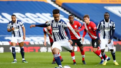 West Bromwich Albion's Matheus Pereira scores from the penalty spot. Reuters