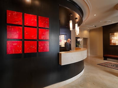 The lobby of the St Regis Hotel Vancouver, Canada. St Regis Hotel