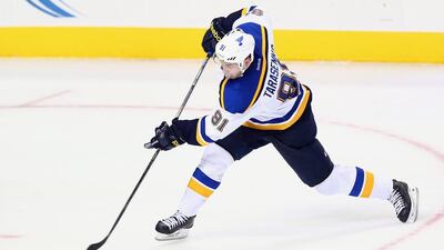 Vladimir Tarasenko of the St Louis Blues racked up 10 goals and seven assists during their 15 games in November. Ronald Martinez / Getty Images