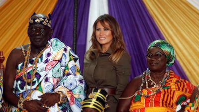 Melania Trump poses for a photo during her visit to Cape Coast, Ghana. Reuters