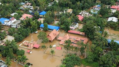 A flooded area in the north part of Kochi, in the Indian state of Kerala. AFP